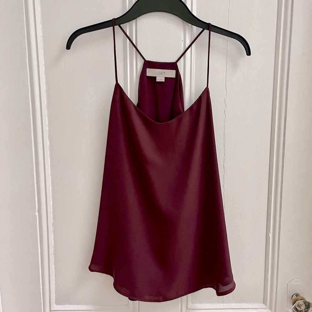 LOFT Plum Spaghetti Strap Tank Top - Picture 1 of 3